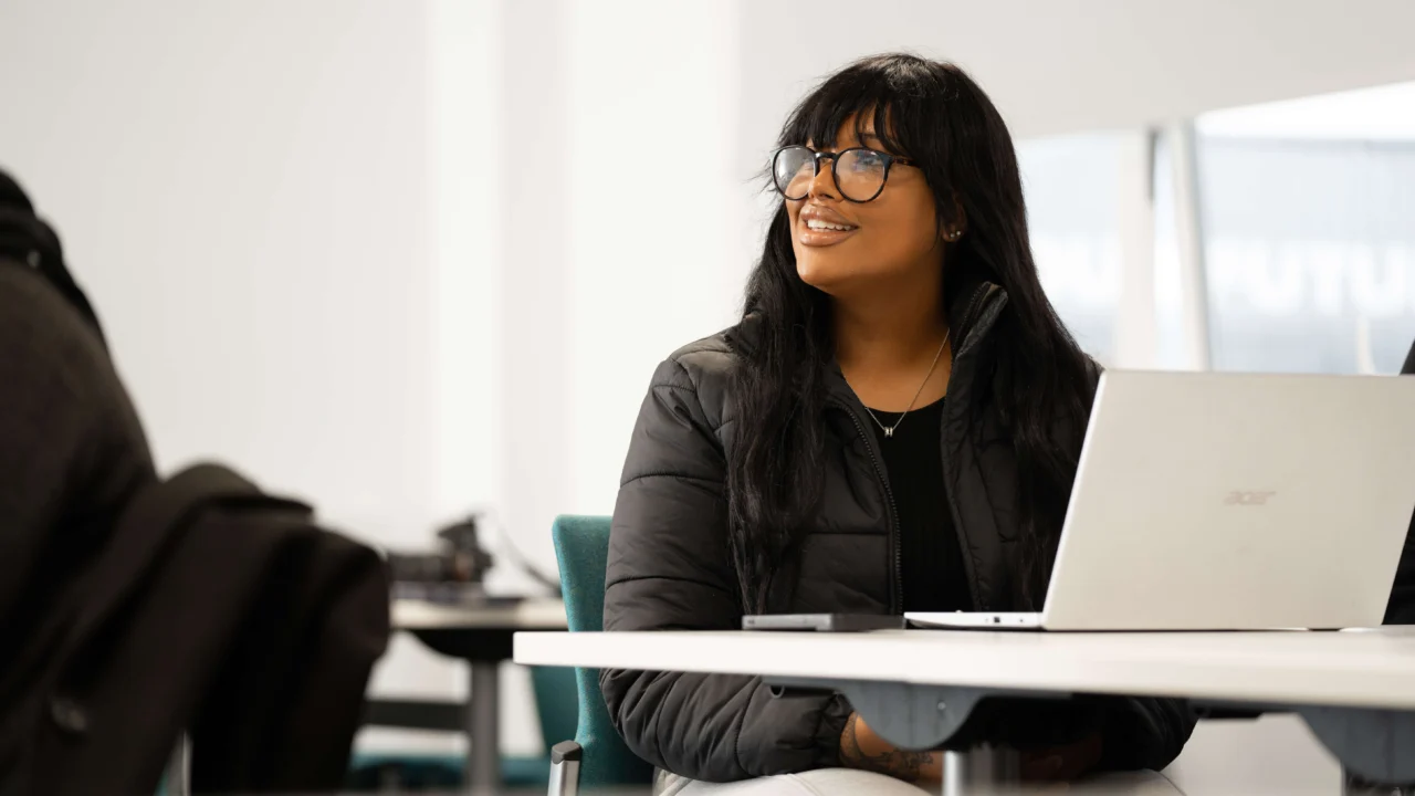 Business student in class
