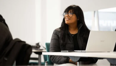 Business student in class
