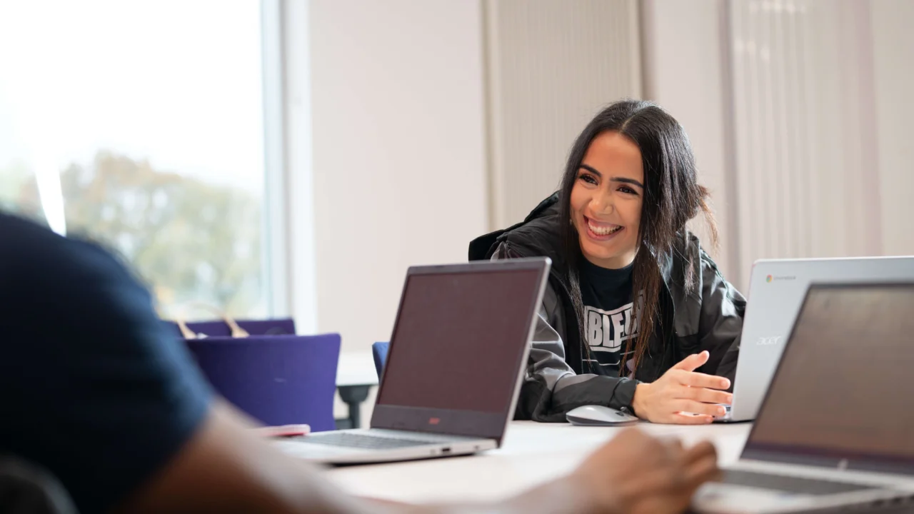 Business student in class