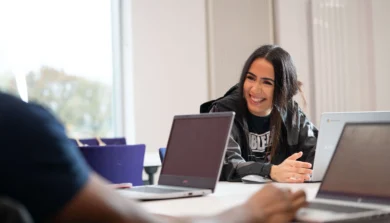 Business student in class