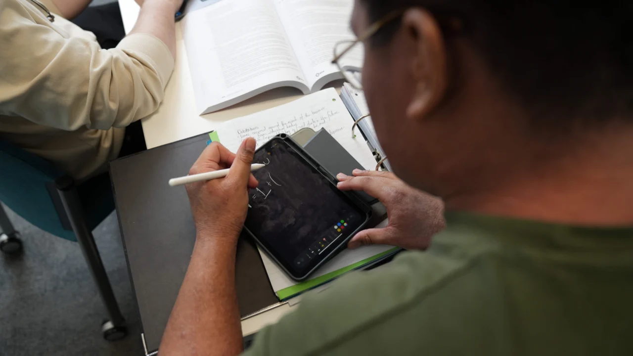 Business student studying