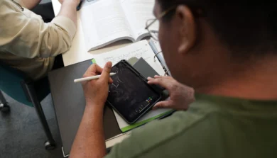 Business student studying