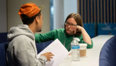 Criminology student and Academic talking