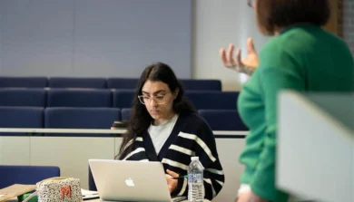 Criminology student and Academic talking