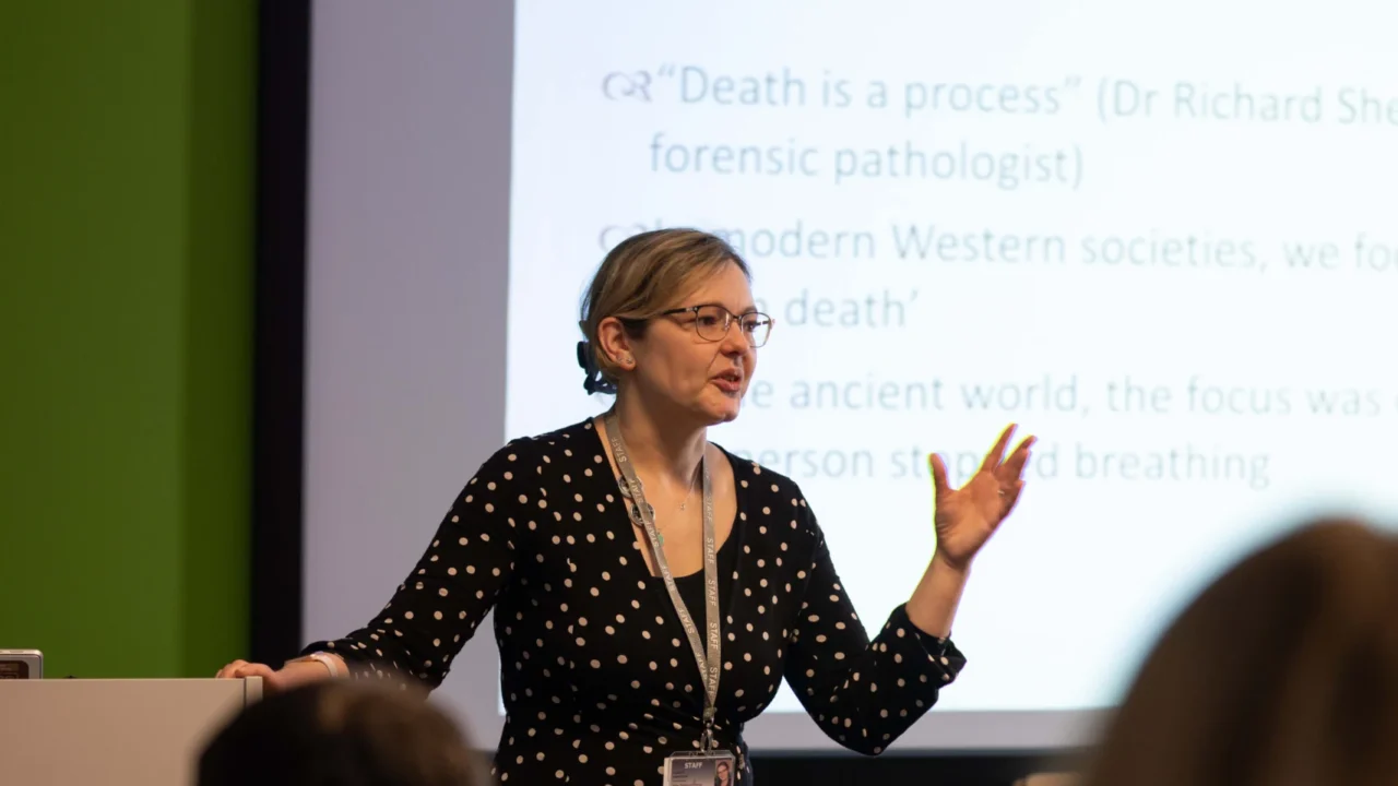 History lecture with academic and students