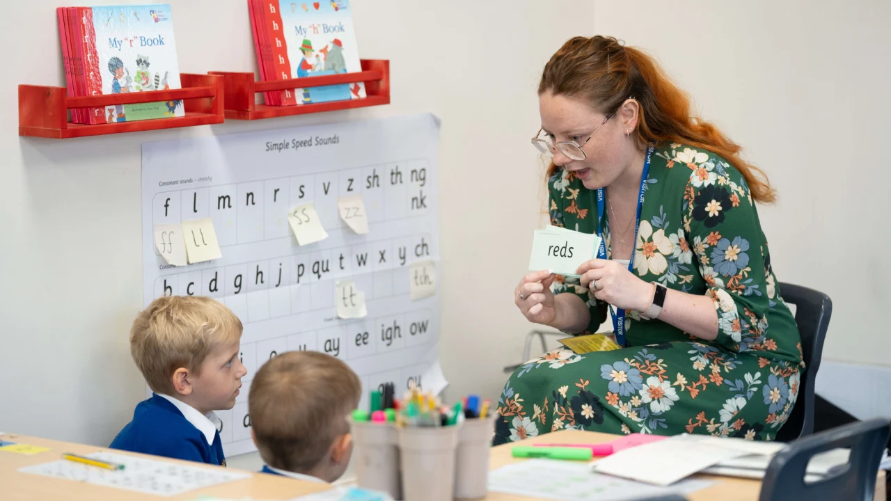 Primary Education teacher in class with students