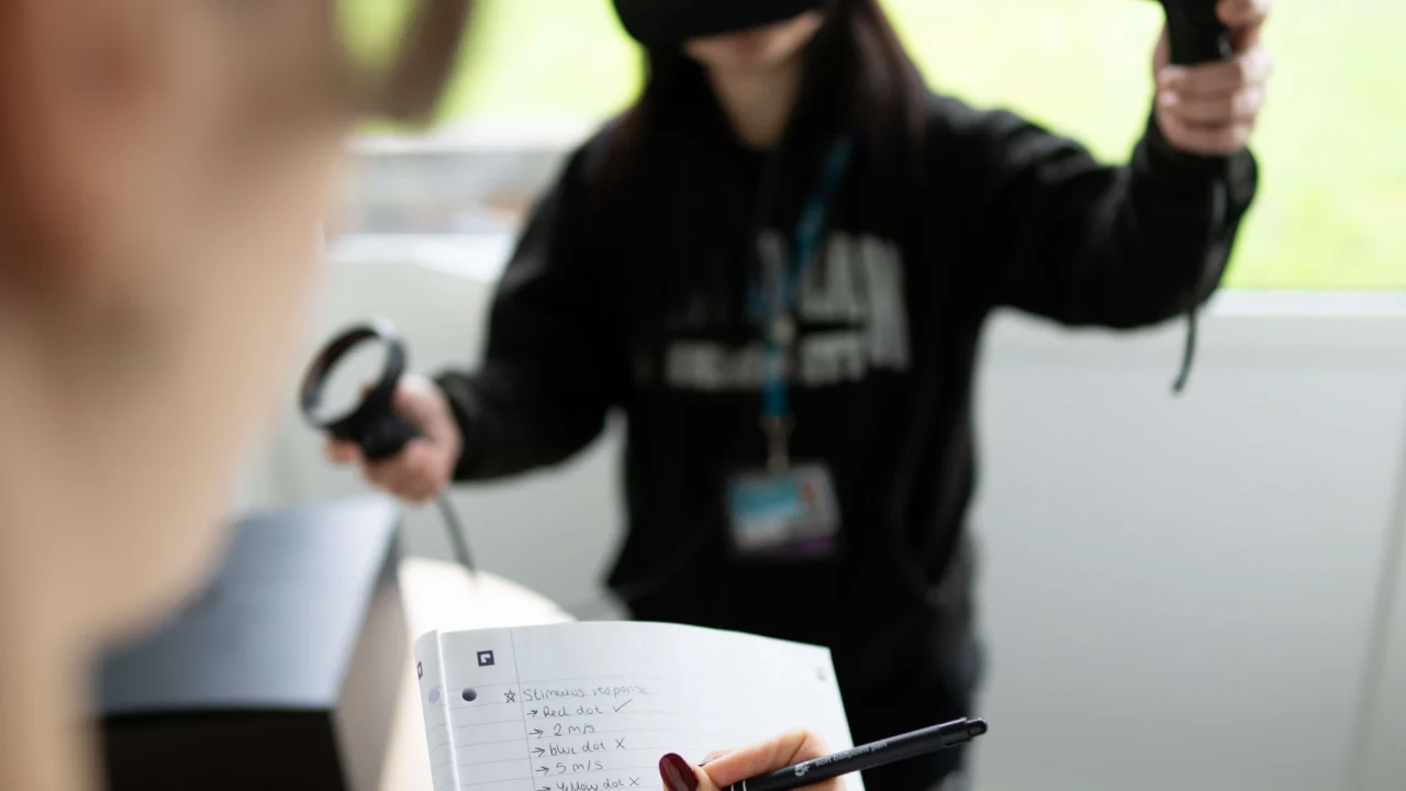 Psychology student with VR headset