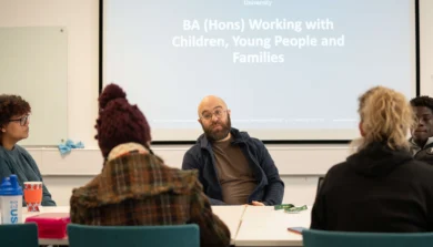 Working With Young People and Children classroom with students and lecturer