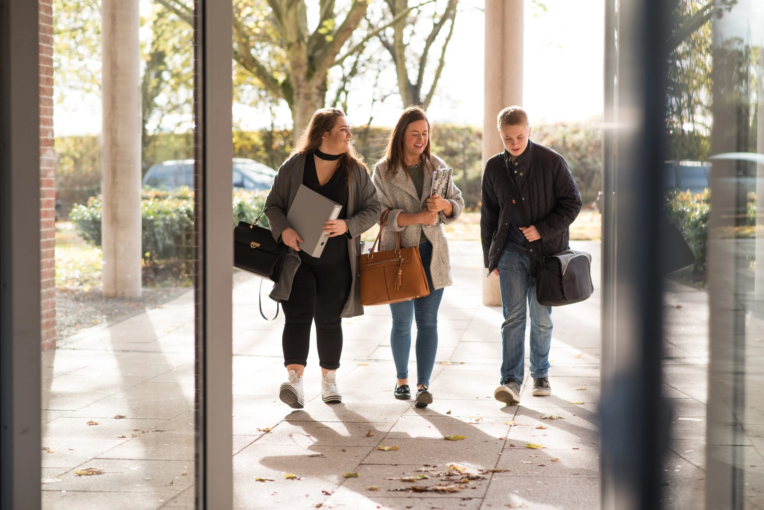 Students walking through campus