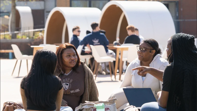 Students outside in Quad