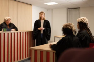 Students in mock law court room