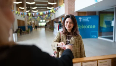 Student at reception desk