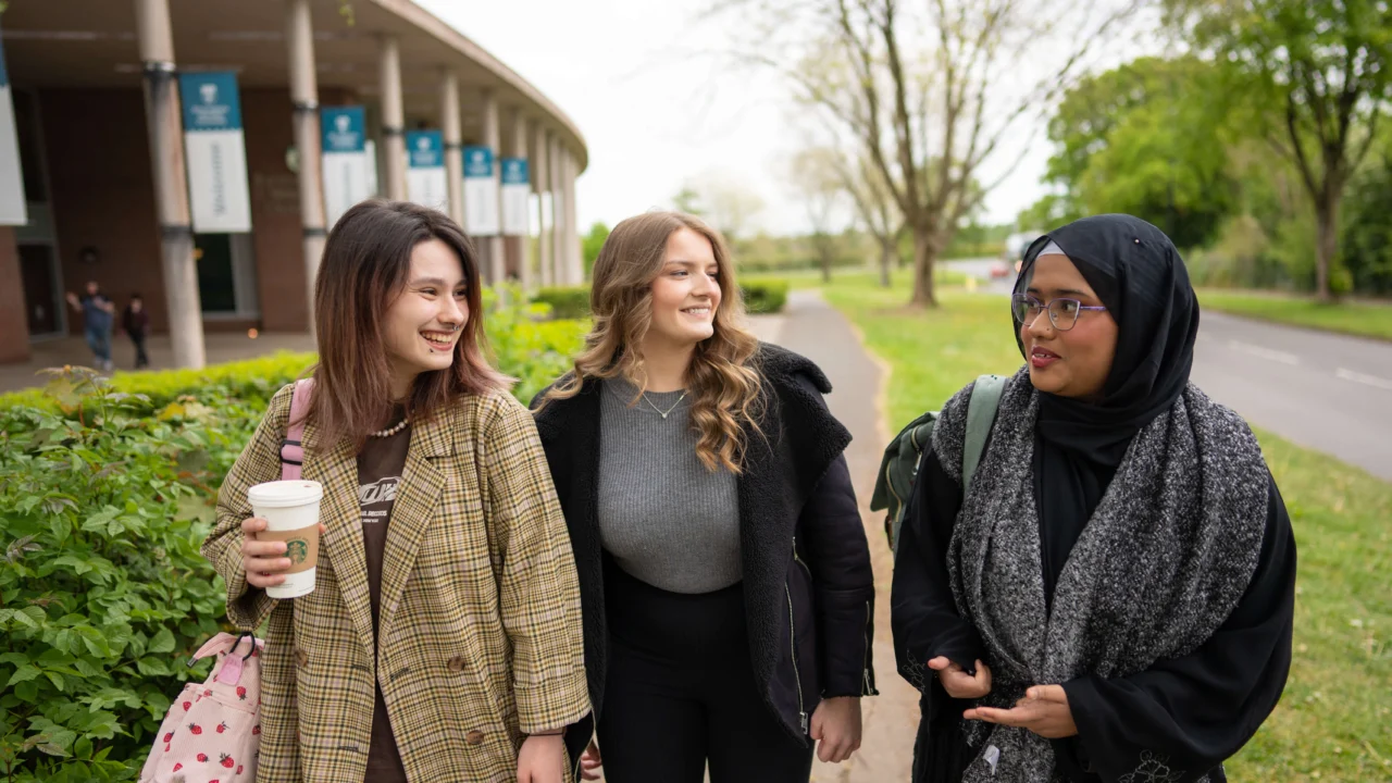 Students walking outside