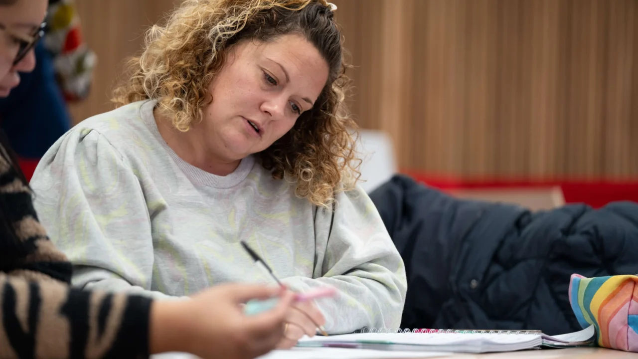 Student studying in lecture hall