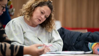 Student studying in lecture hall