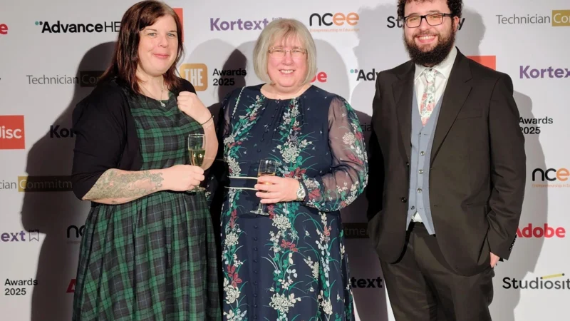 Chris Porter and other award nominees in front of awards banner