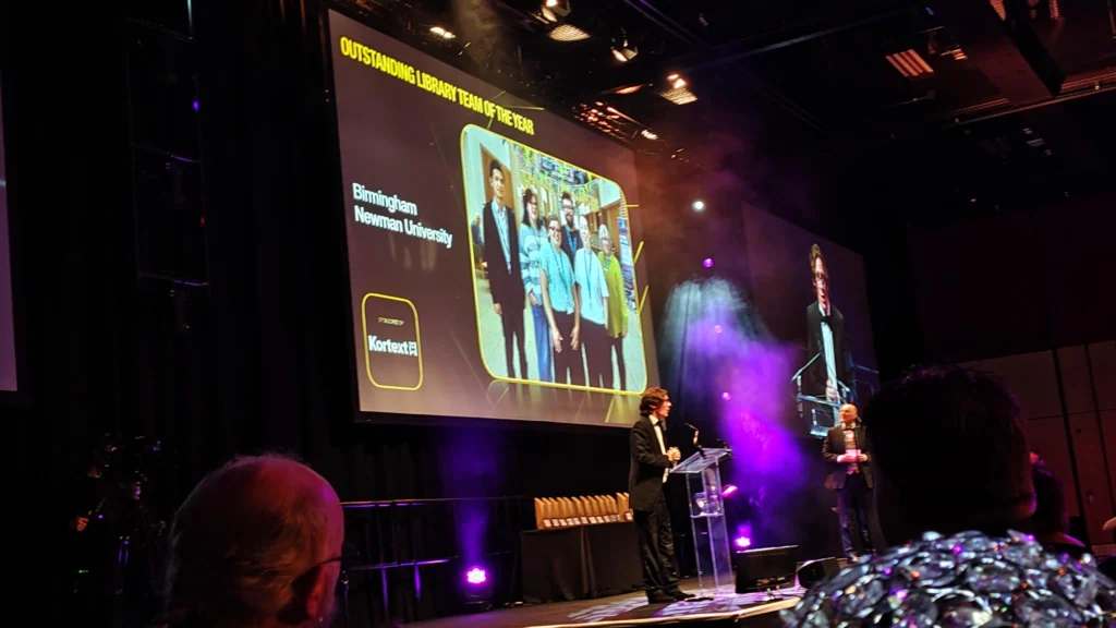 Scene from awards ceremony: stage and nominees image