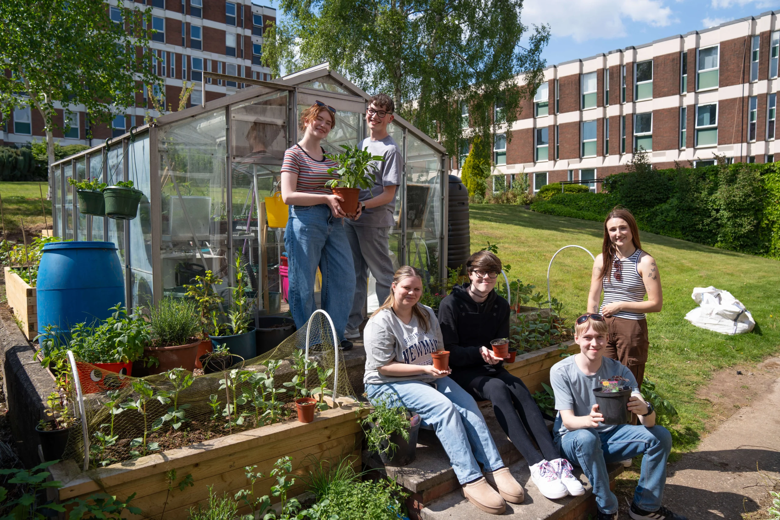Greenhouse and students