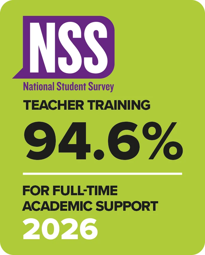 NSS National Student Survey. Teacher Training 94.6% for full-time academic support 2026