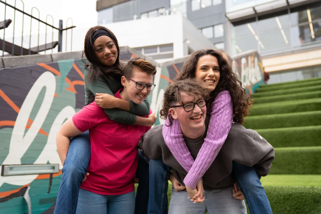 Group of Birmingham Newman University students in Birmingham City Centre