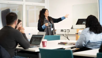 Counselling Studies lecturer in classroom