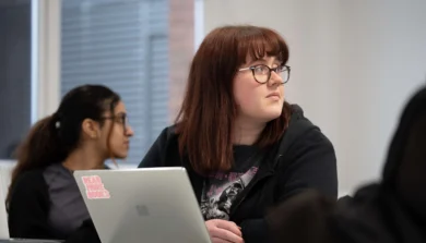 Business student in class