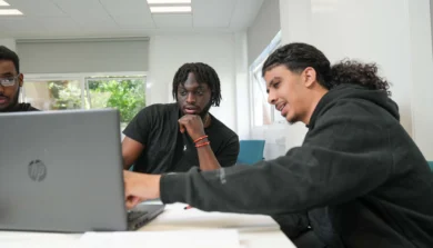 Business students in class in discussion