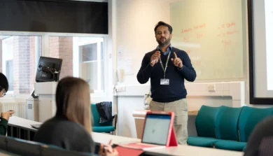 Business lecturer in class