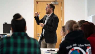 Education, Childhood and Professional Studies lecture with students