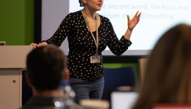 History lecture with academic and students