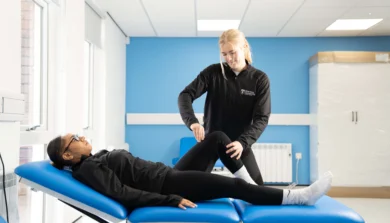 Physiotherapy student and patient